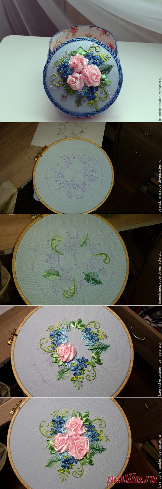 Вышиваем лентами чудесную шкатулку