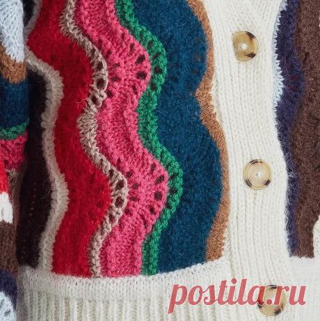 Узор «павлинье перо» или «ажурные волны»: 5 интересных идей вязания плечевого изделия | Вяжем вместе! | Дзен