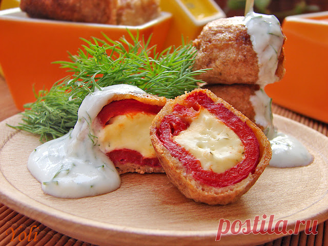 Вкусно с Йоли: Панирани печени чушки с топено сирене
