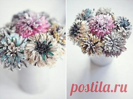 Цветы из старых журналов — DIYIdeas