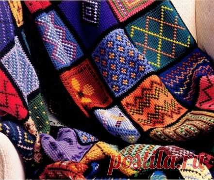 Плед ЭТНО из остатков ниток