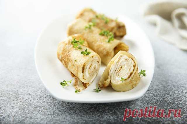 Блины со сливочным сыром и зеленью | Вкусные рецепты