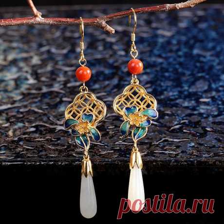 Natural Hotan Jade Earrings 925 Silver Delicate Earrings | Etsy