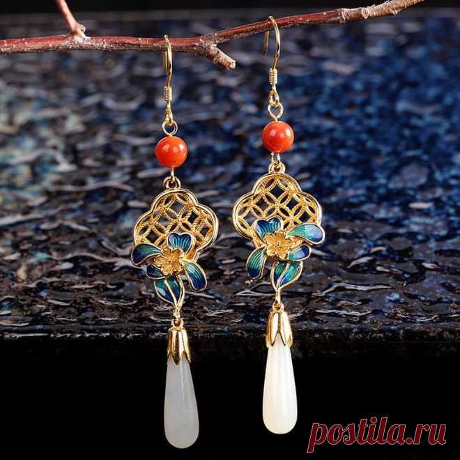 Natural Hotan Jade Earrings 925 Silver Delicate Earrings | Etsy