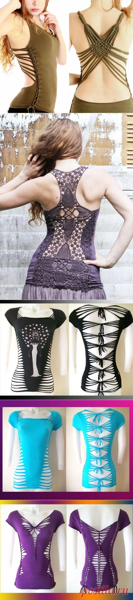 1 часть. Стильный наряд после переделки из маек и футболок