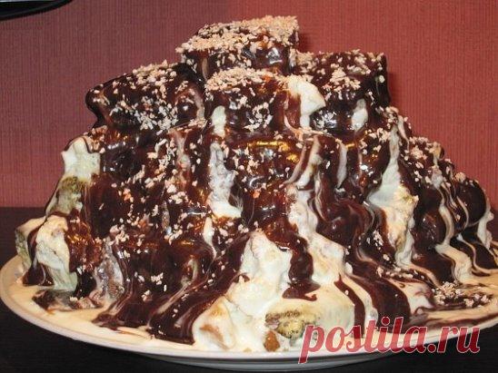 Торт «Графские развалины»
Ингредиенты:
Тесто:
1 ст. сметаны,1 ст. сахара,
1,5 ст. муки,
1,5 ч л гашеной соды,
2 яйца.
Глазурь:
1 ст. ложка сахара,1 ст. лодка сметаны,
1 ч. ложка какао и
20 грамм сливочного масла.
Приготовление:
Смешиваем все ингредиенты для теста, взбиваем и ставим в холодильник на 30 минут.
Отделить 1/3 теста, в оставшееся добавить 1 ст. л. какао и перемешать.
Выпечь 1 светлый и 2 темных коржа.
1 темный корж корж кладем на тарелку, остальные режем произвольными фигурами (ромб