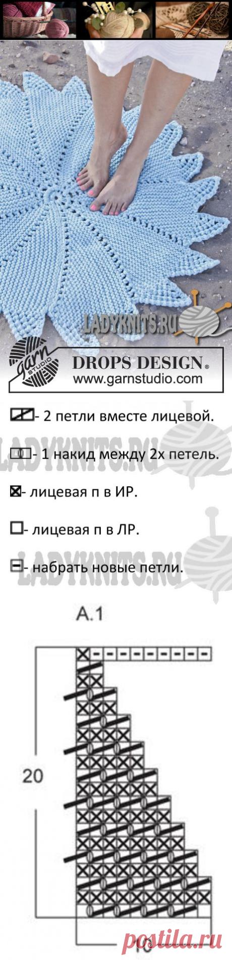 Вязаный спицами коврик Vortex («Вихрь») от Дропс