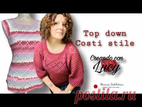 Uncinetto: Maglia Costi ,top down a punto losanga punto rombo  facile