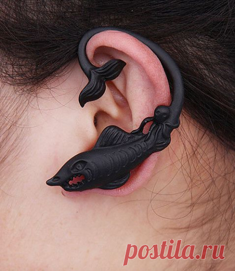 кафф Акула, стандартный прокол мочки уха