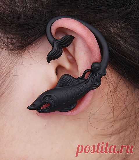 кафф Акула, стандартный прокол мочки уха