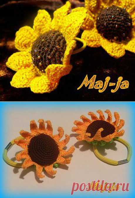 заколки-резинки &quot;Подсолнухи&quot;,1 штука-150 рублей.Есть 2 варианта
