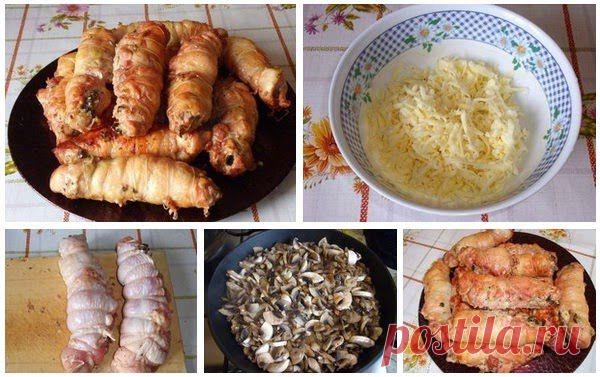 Лучшие кулинарные рецепты: Куриные рулеты с грибами