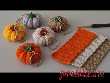 En Kolay Tığ İşi Balkabağı Anahtarlık Yapılışı - How to Crochet a Pumpkin Keychain
