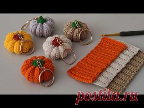 En Kolay Tığ İşi Balkabağı Anahtarlık Yapılışı - How to Crochet a Pumpkin Keychain