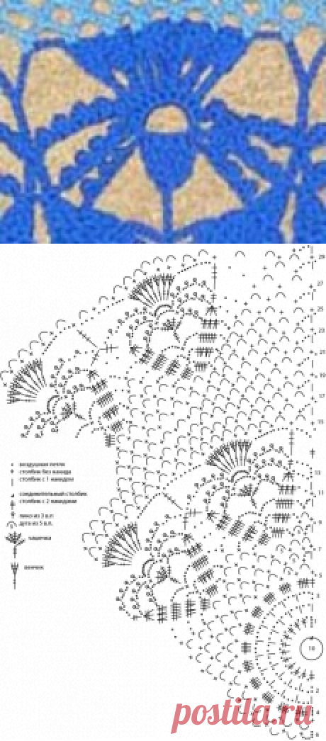 Шаль «Василек» - вязание шали, шаль крючком, схема шали