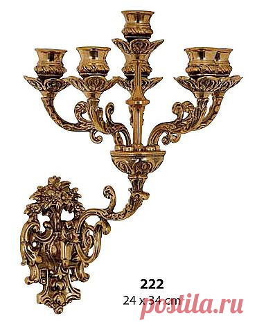 Подсвечник настенный 24х34см., Stilars (интерьерные аксессуары), Аксессуары из блестящей латуни, Канделябры - подсвечники