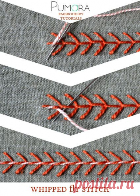 Pumora's embroidery stitch-lexicon: the whipped fly stitch