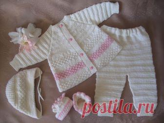 Поэтапное вязание кофточки для новорожденных спицами