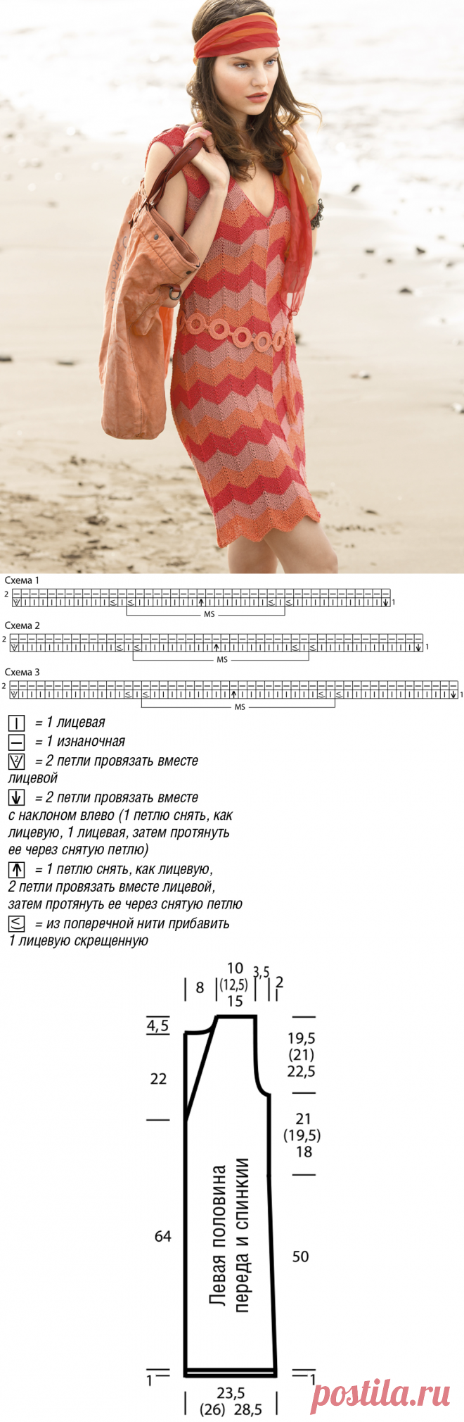 Платье с зубчатым узором - схема вязания спицами. Вяжем Платья на Verena.ru