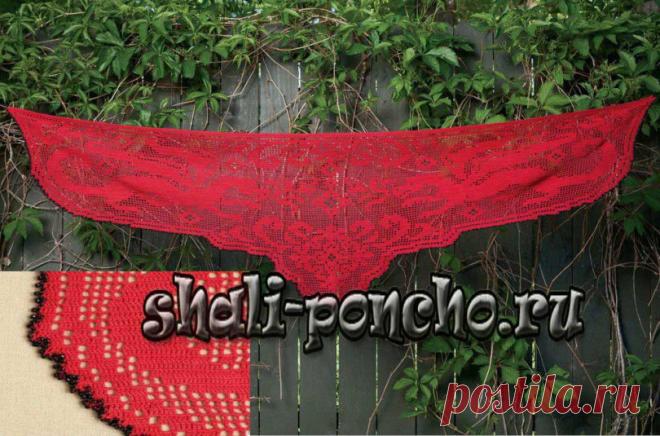 Филейная шаль Два дракона