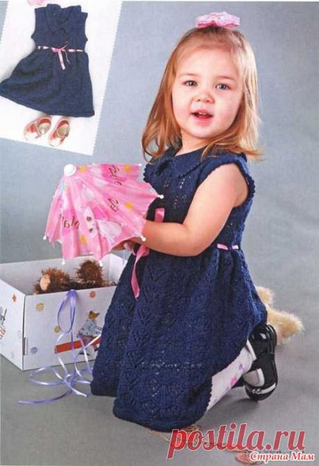 Синее платье с ленточкой - Вязание для детей - Страна Мам