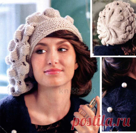 Вязаные спицами объемный берет и шарф с бусинами | knitt.net | Все о вязании