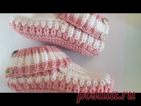 ДЕТСКИЕ ТАПОЧКИ-СЛЕДКИ СПИЦАМИ | длина подошвы 18 см.