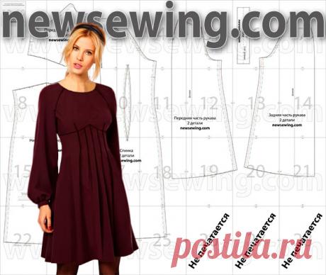Выкройка молодежного платья с рукавом реглан