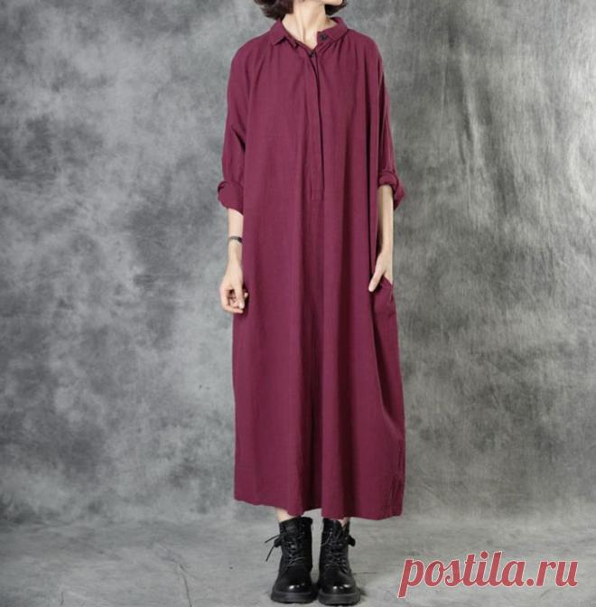 Women Fuchsia long dress long sleeve dress Kaftan plus size | Etsy