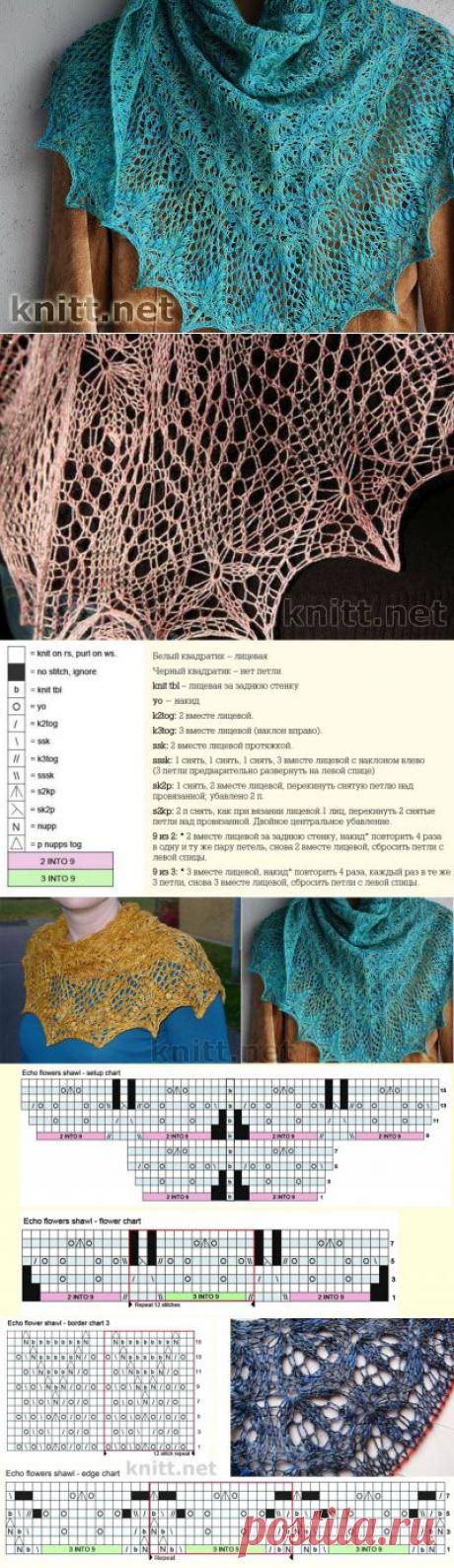 Шаль Цветочное Эхо (Echo FIower Shawl) | knitt.net | Все о вязании