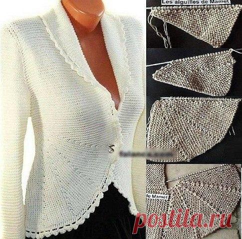 Жакет платочной вязкой

Размеры: S — M — L — XL – XXL — XXXL
Измерения:
Объем груди: 84-92-100-110-120-134 см
Длина: 54-56-58-60-62-64 см

Потребуется:
Пряжа DROPS Fabel от Garnstudio: 400-400-450-500-550-600 г – цвет 905 (черно-белая секционная пряжа), 50-50-50-50-100-100 г — цвет 200 (серый)
Прямые спицы DROPS 3 мм – или размер, необходимый для плотности 24 п. х 48 р. платочной вязкой = 10*10 см
Крючок DROPS 4 мм – для обвязки.
Пуговицы DROPS № 536: 2 шт.

Повороты:
Ряд ...