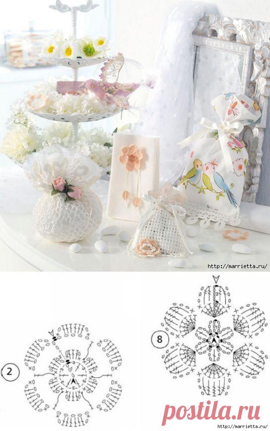 Вязание крючком. САШЕ и мешочки для подарков. Схемы.