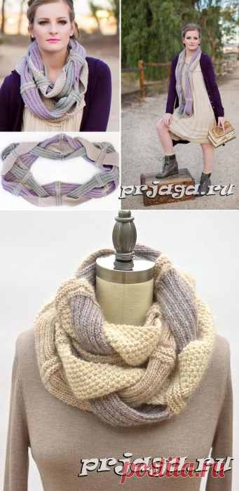 Шарф – хомут «хала» спицами