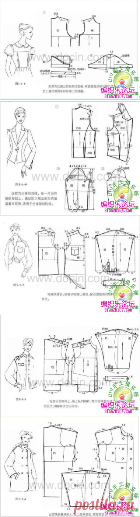 各种衣袖裁剪图-编织乐论坛