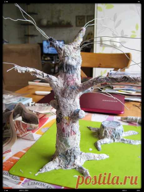Villa Honey: Puu sanomalehtipaperista - ohje - Tree from a newspaper - Tutorial