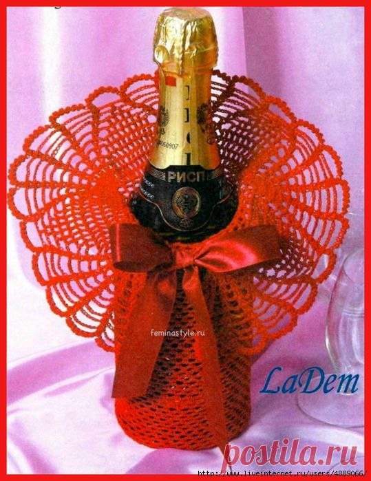 Вязаный декор : платье для бутылки