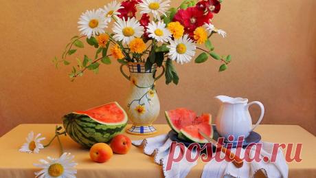 Скачать обои натюрморт, стол, нож, кувшин, ваза, раздел разное в разрешении 1920x1080