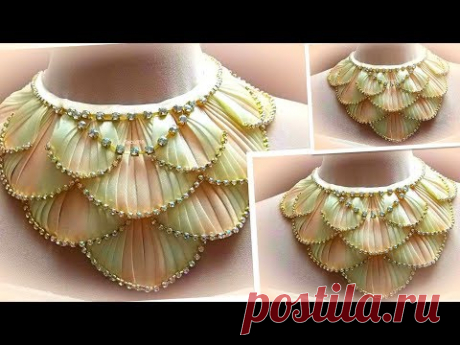 Колье своими руками из косой бейки, Мк Лерита / diy necklace