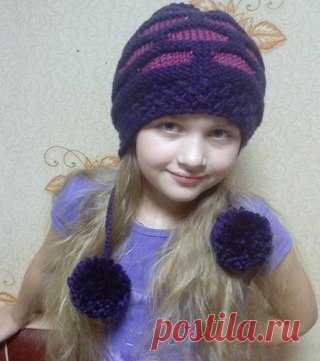 Шапочка узором из сот