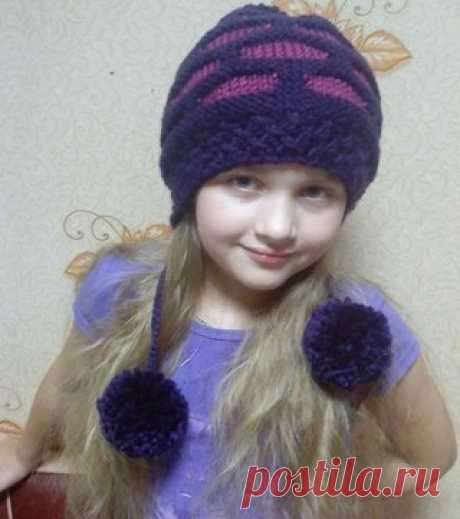 Шапочка узором из сот