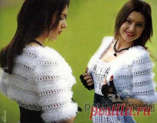 Белое болеро спицами
