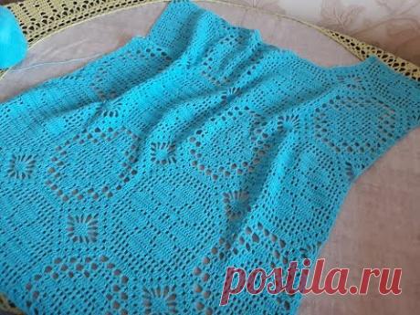 Топ крючком (филейное вязание). Часть 10. Горловина.