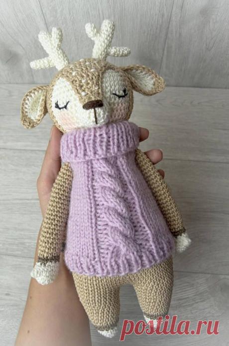 Вязаный олень амигуруми - описание