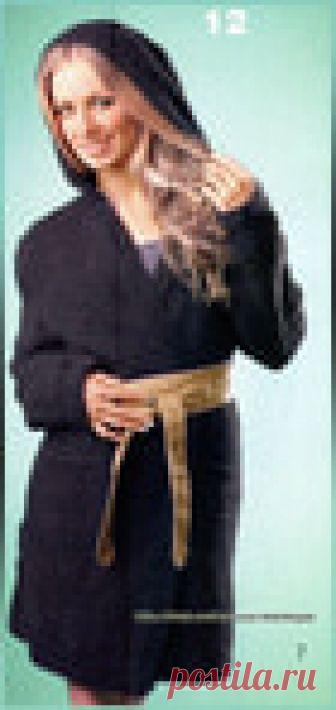 Черное пальто крючком