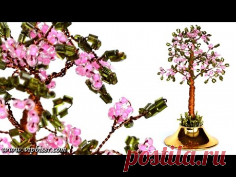 Дерево из бисера "Нежность". Мастер-класс для новичков. Как сплести веточку