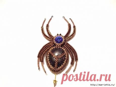 Бисероплетение. Брошь ПАУК.