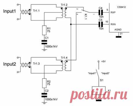 Коммутатор S/PDIF сигналов | РадиоГазета - принципиальные схемы для радиолюбителей и меломанов