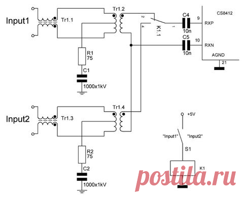 Коммутатор S/PDIF сигналов | РадиоГазета - принципиальные схемы для радиолюбителей и меломанов
