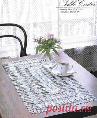 Большая прямоугольная салфетка крючком+ схема
