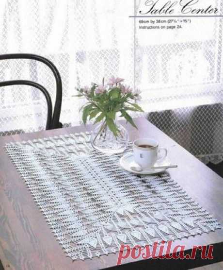 Большая прямоугольная салфетка крючком+ схема